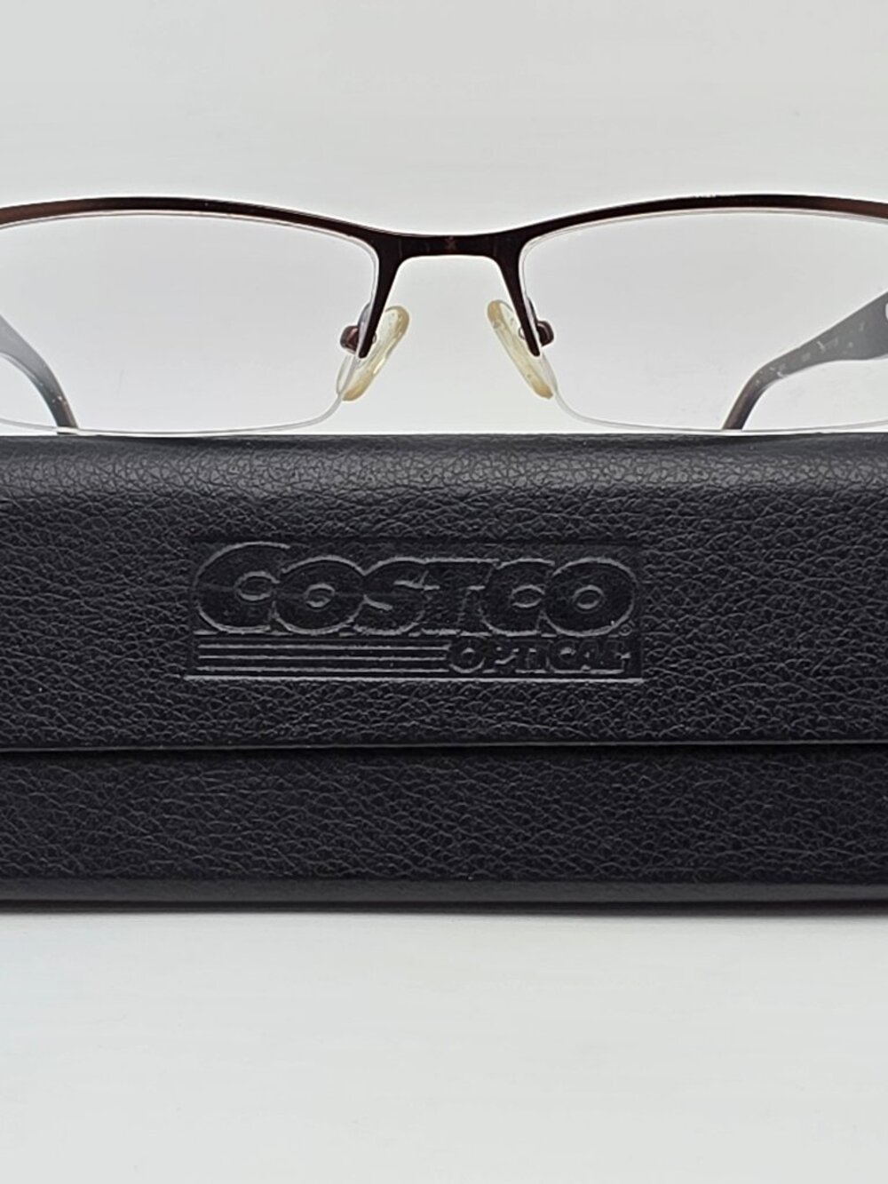 Kirkland Signature Air Brown Semi Rimless Eyeglasses Frame w/ Flexhinge and Case